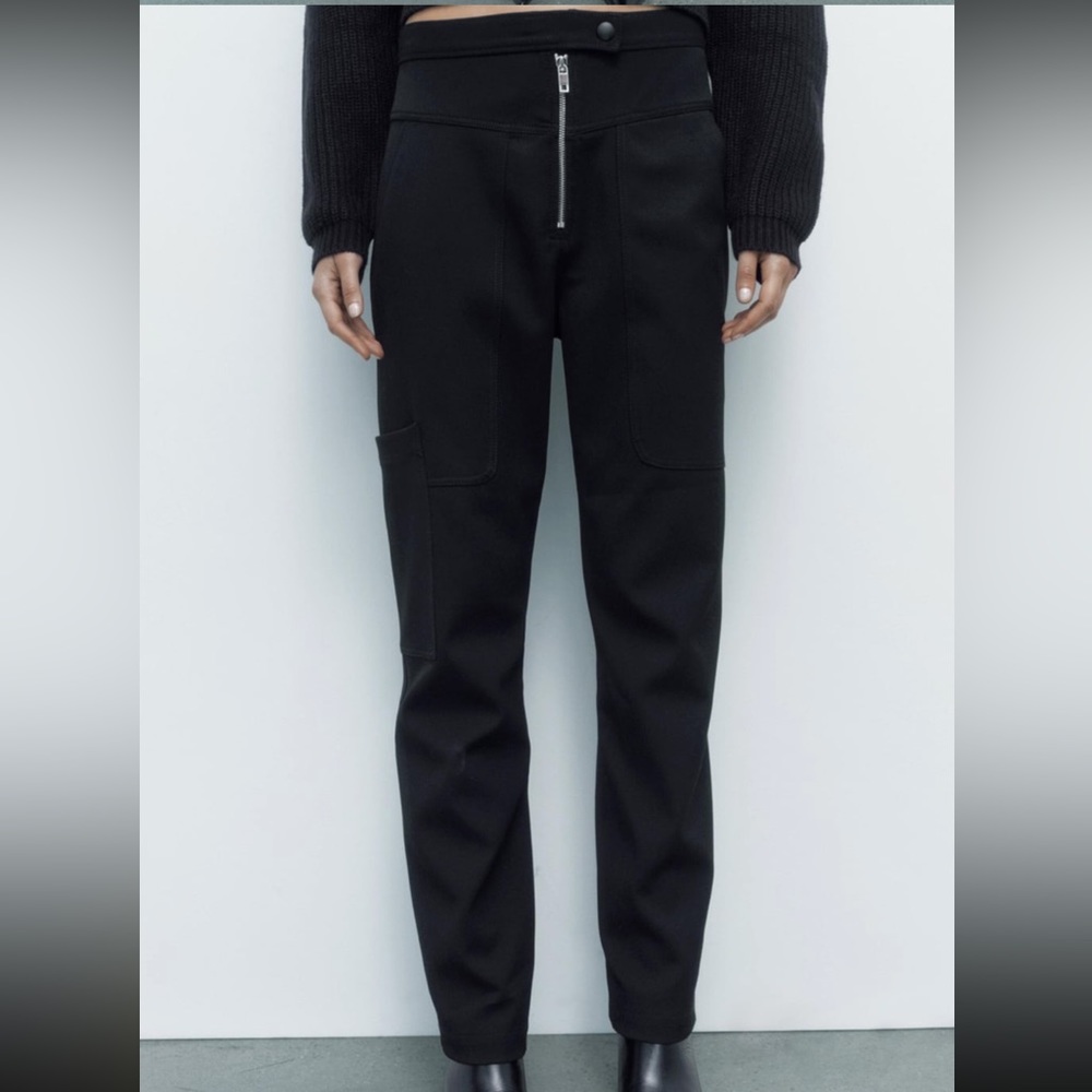 NWT Zara High Waist Zipper Pants Size xs